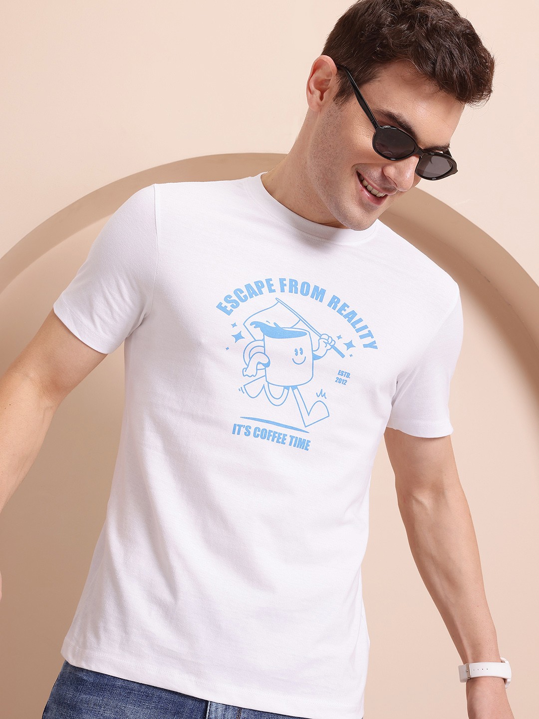 

Mast & Harbour Printed Pure Cotton T-shirt, White