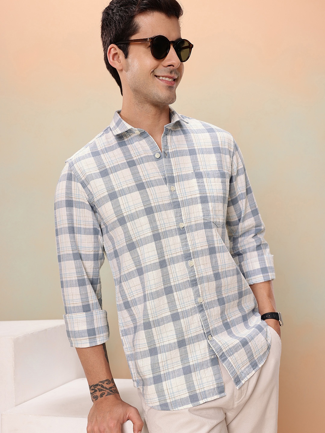 

Mast & Harbour Checked Casual Shirt, Grey