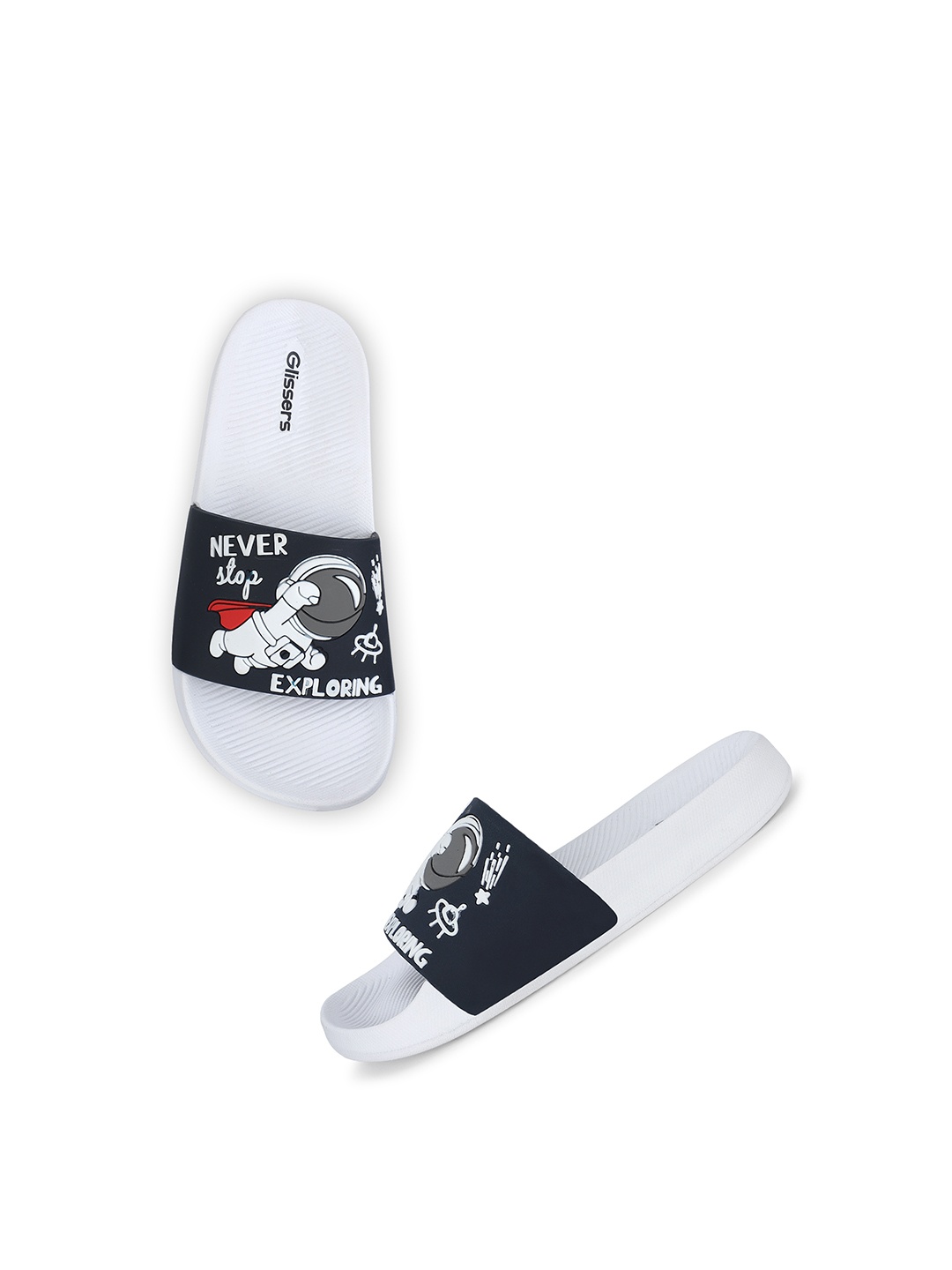 

GLISSERS Boys Self Design Sliders, White