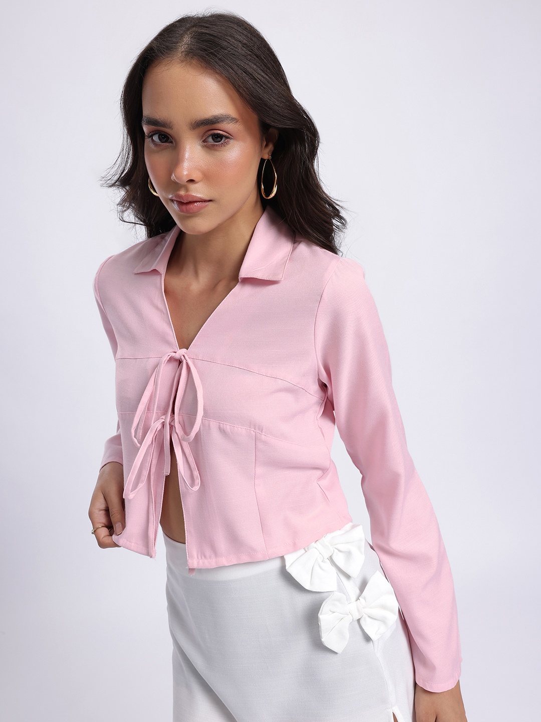 

glitchez Valentine Crush Tie-Up Shirt-Style Top, Pink