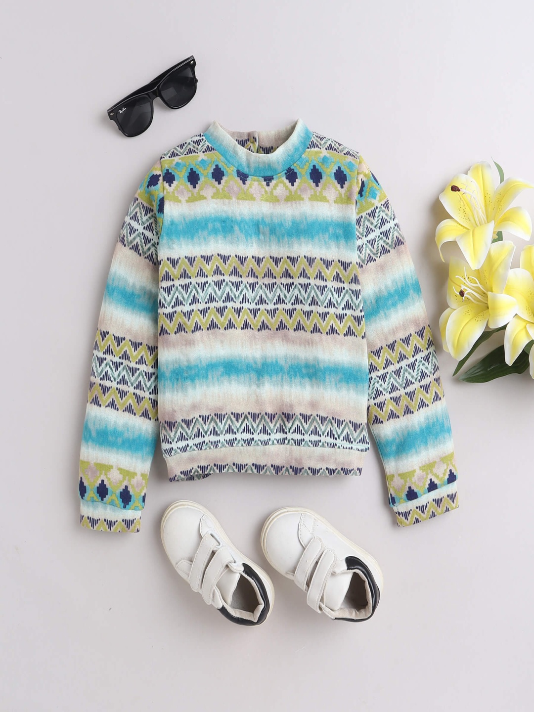 

taffykids Girls Printed Sweatshirt, Blue