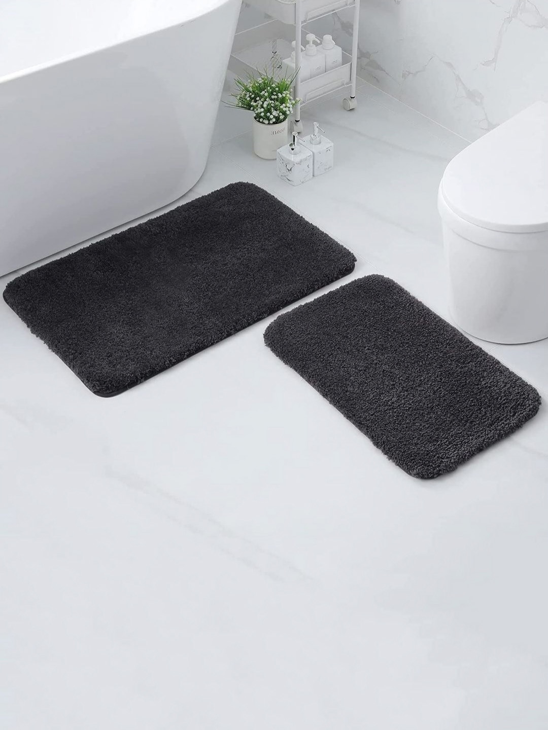 

MAA HOME CONCEPT Black 2 Pieces Microfiber 1500 GSM Anti Skid Bath Rugs