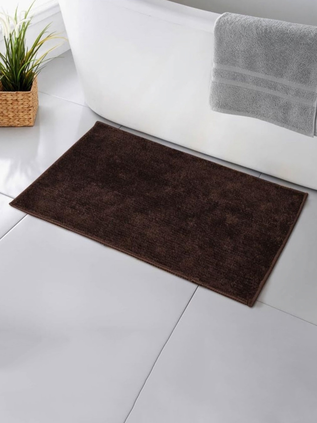 

MAA HOME CONCEPT Brown 2 Pieces Microfiber 1500 GSM Anti Skid Bath Rugs