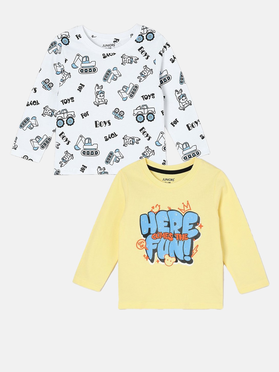 

Juniors by Lifestyle Pack of 2 Boys Typography Printed T-shirt, Yellow