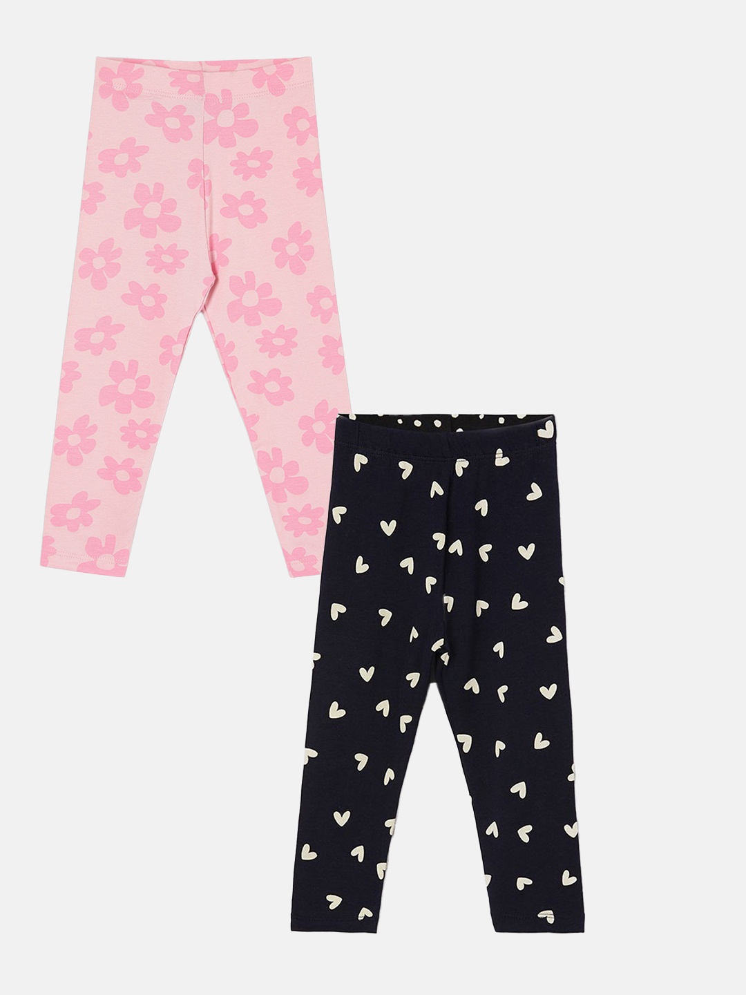 

Juniors by Lifestyle Girls Pack of 2 Printed Cotton Leggings, Navy blue