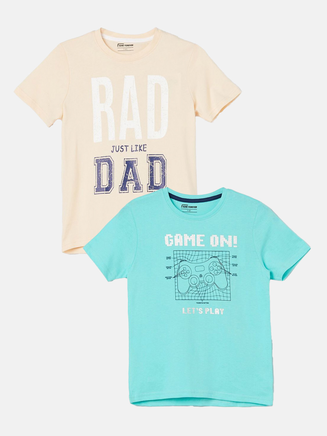

Fame Forever by Lifestyle Pack of 2 Boys Typography Printed T-shirts, Blue