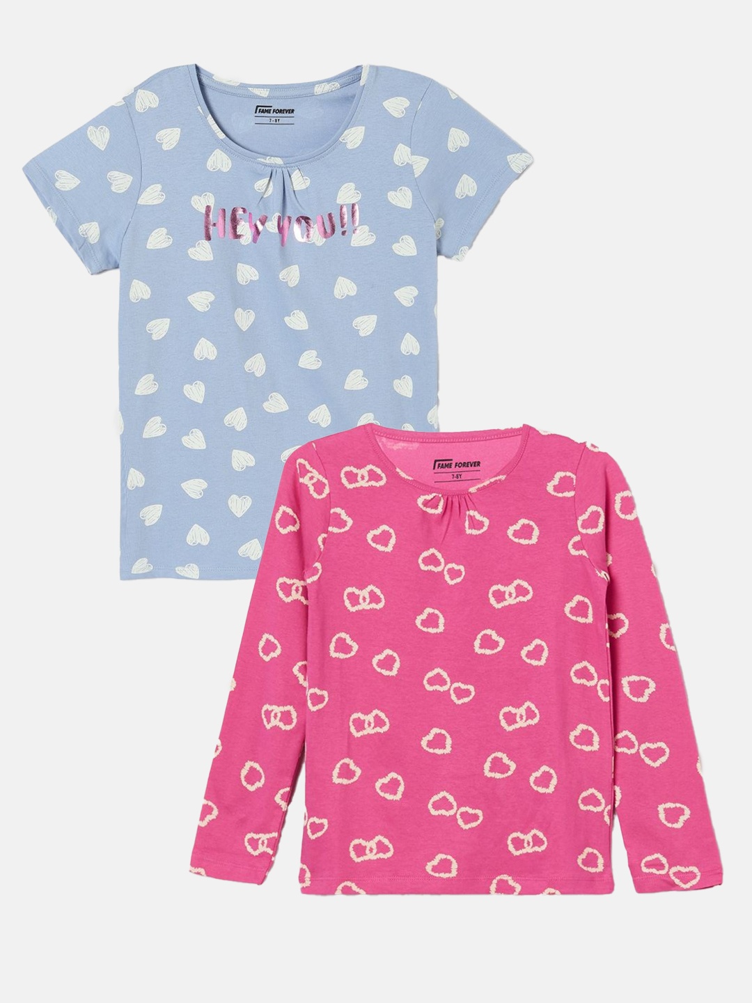 

Fame Forever by Lifestyle Girls Printed Pack Of 2 T-shirt, Pink