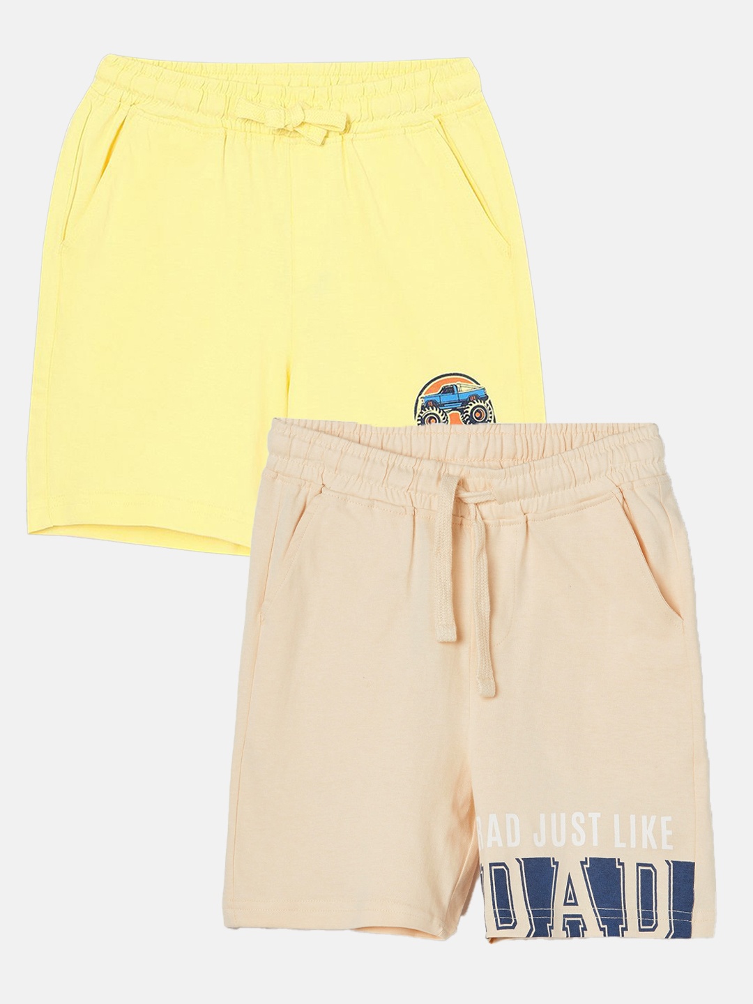 

Fame Forever by Lifestyle Boys Pack of 2 Printed Mid-Rise Cotton Shorts, Beige