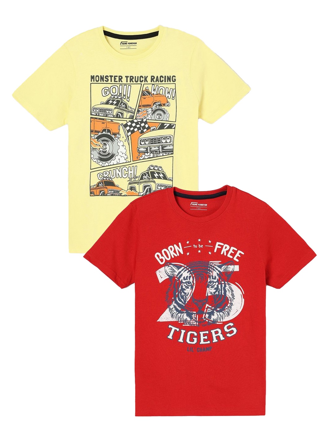 

Fame Forever by Lifestyle Boys Printed Pack Of 2 T-shirt, Red