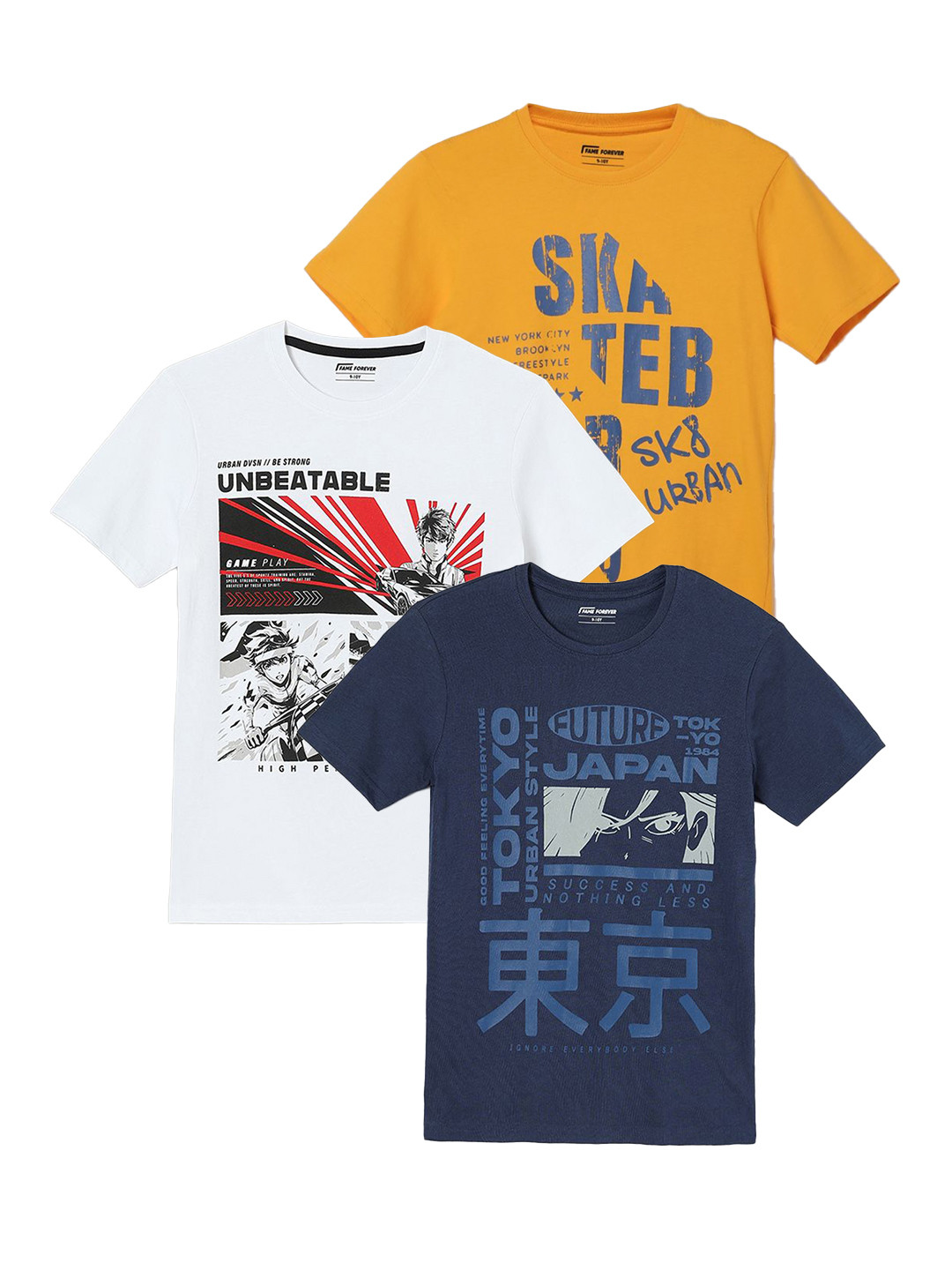 

Fame Forever by Lifestyle Pack of 3 Boys Printed T-shirt, Blue