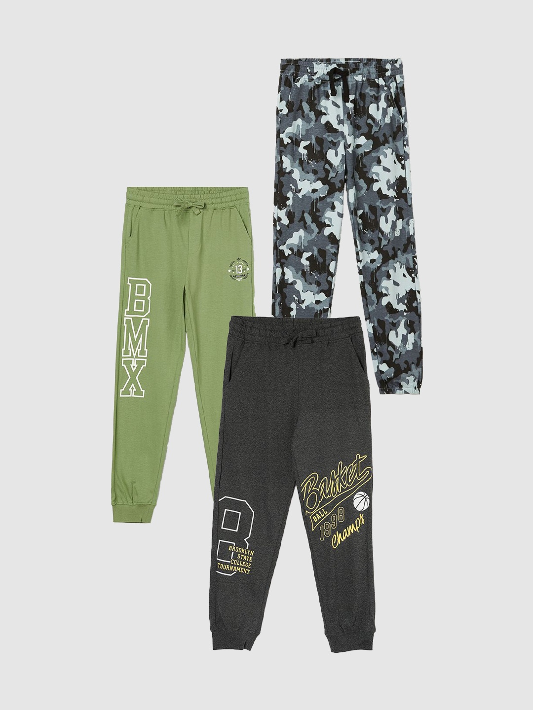

Fame Forever by Lifestyle Set of 3 Boys Printed Pure Cotton Jogger Track Pants, Grey
