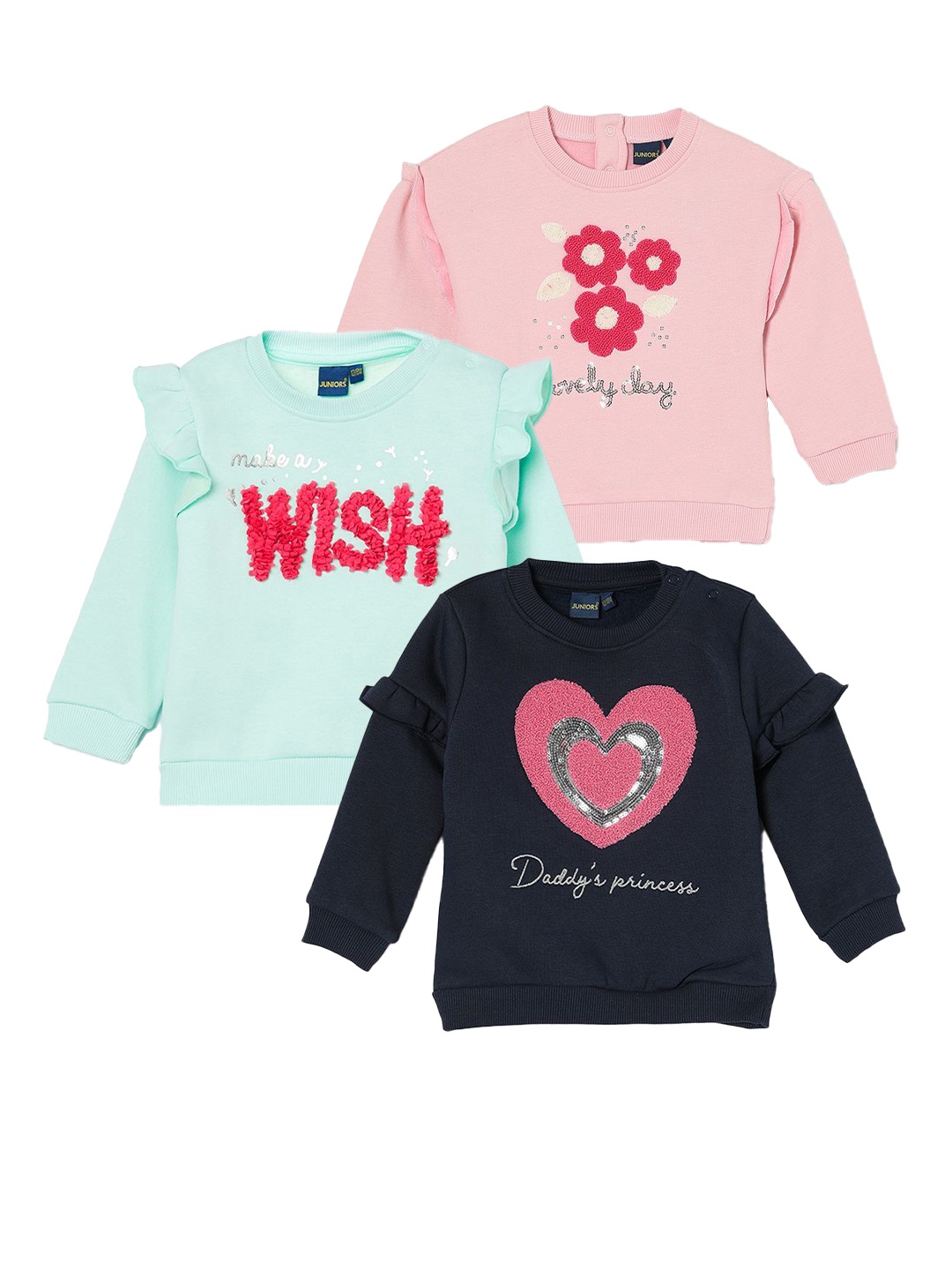 

Juniors by Lifestyle Girls Printed Pack Of 3 Sweatshirts, Blue