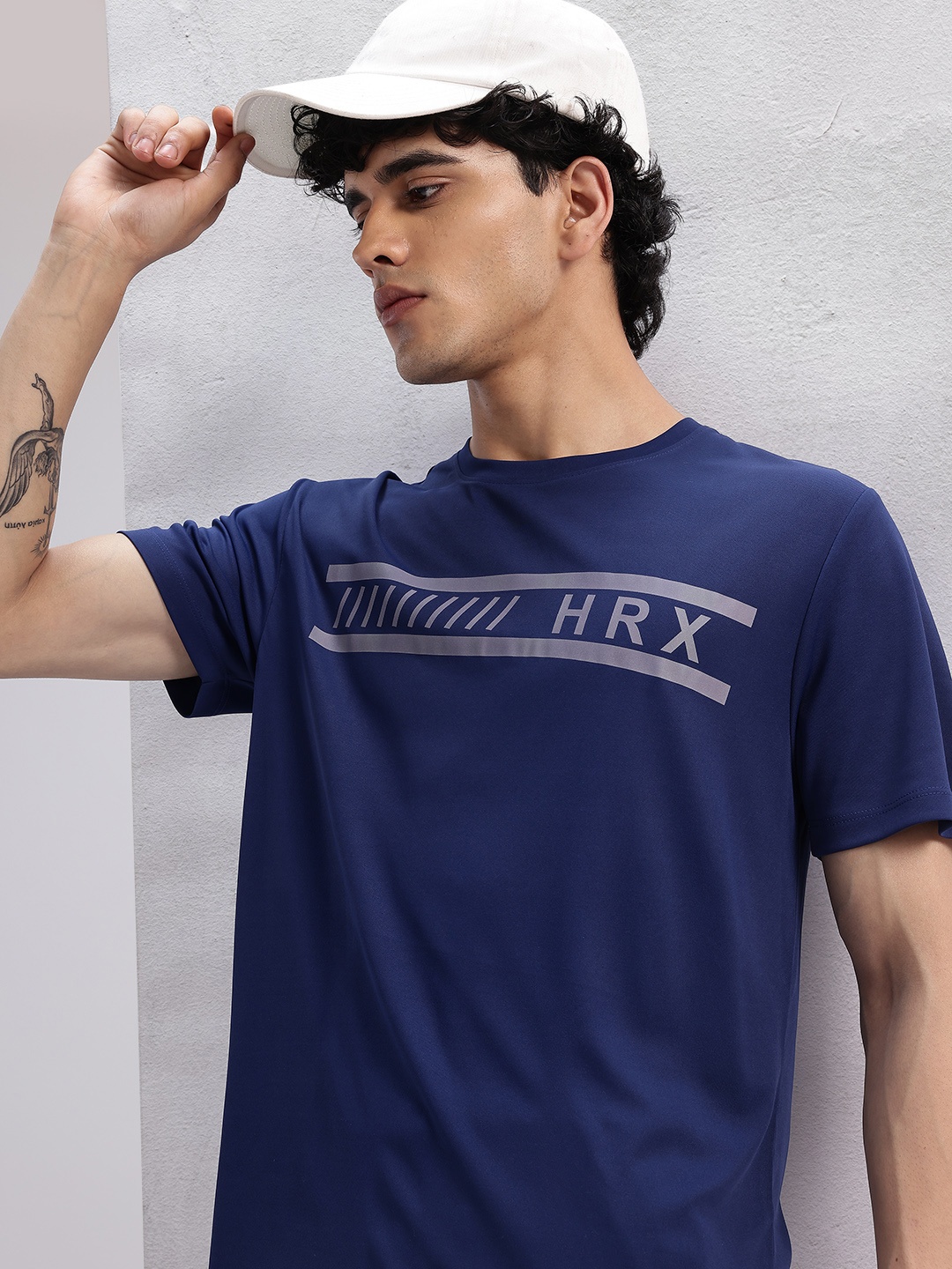 

HRX by Hrithik Roshan Brand Logo Printed Rapid Dry T-shirt, Navy blue
