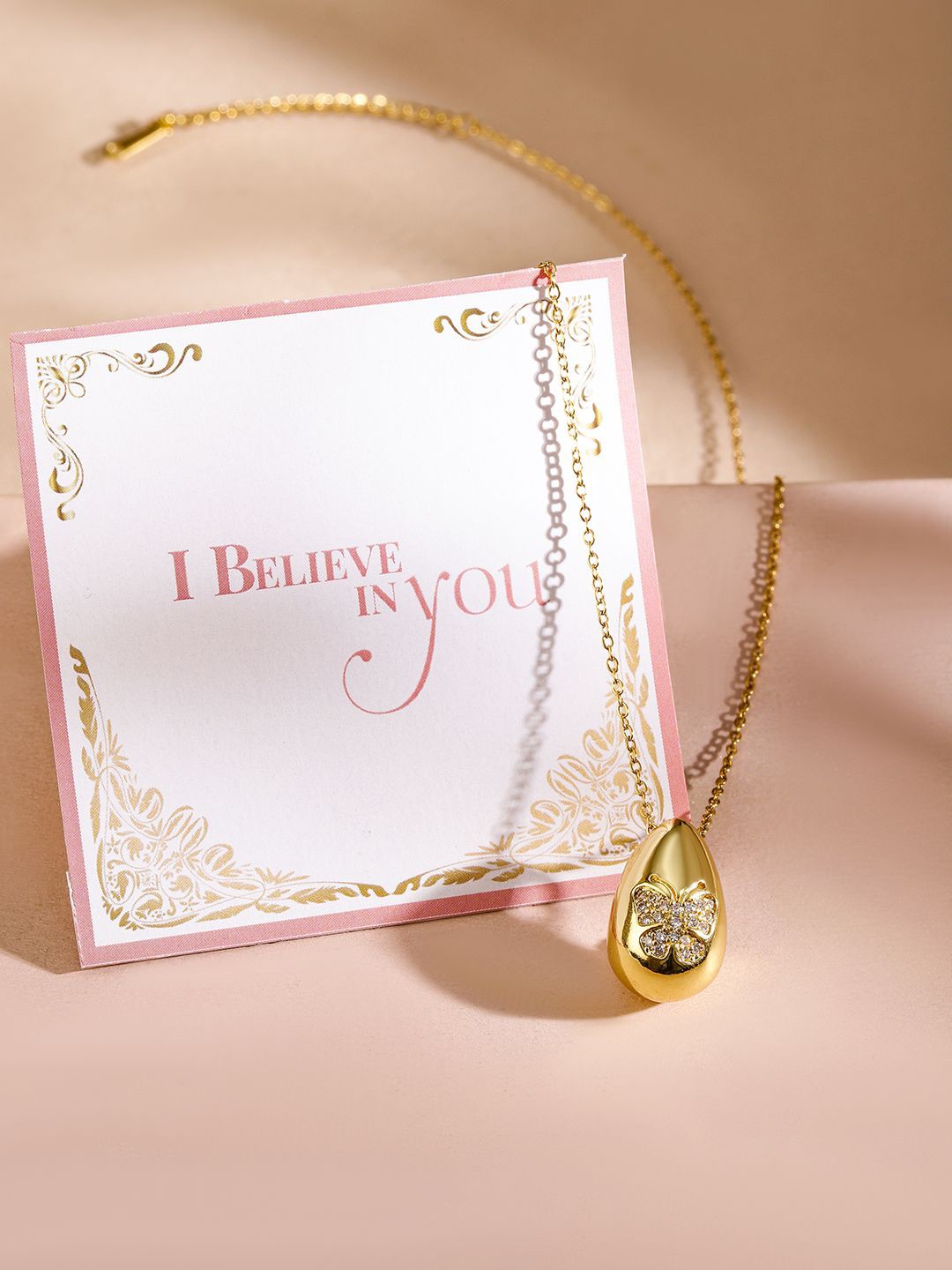 

Rubans Valentine's 18K Gold Plated Stainless Steel Tarnish-Free CZ Butterfly Necklace