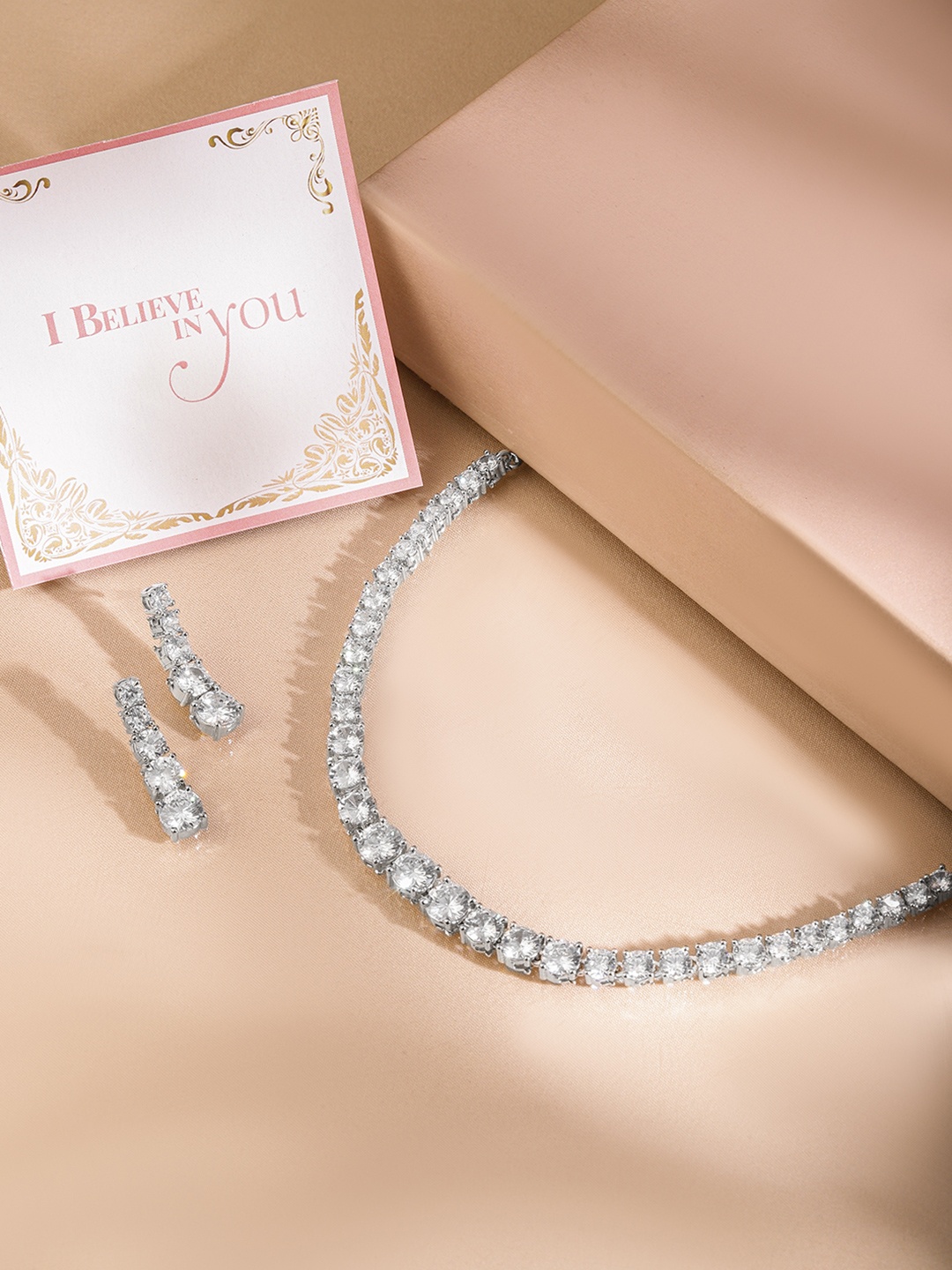 

Rubans Valentine's Silver-Plated AD-Studded Jewellery Set