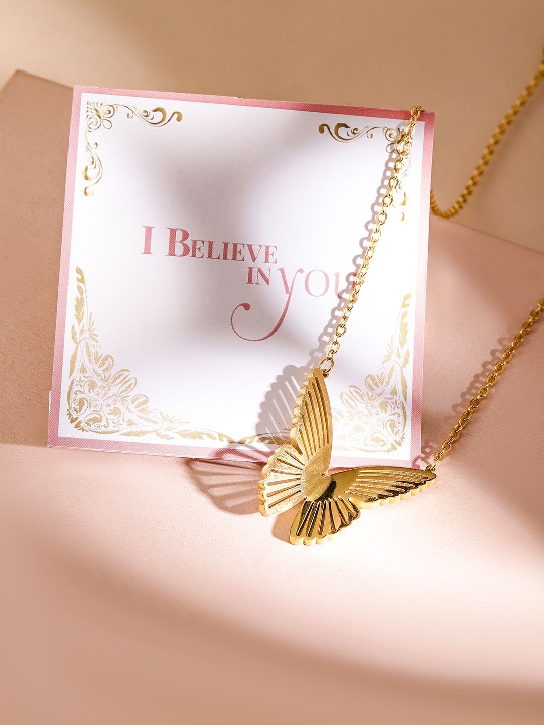 

Rubans Valentine's 18K Gold-Plated Stainless-Steel Tarnish-Free Butterfly Pendant