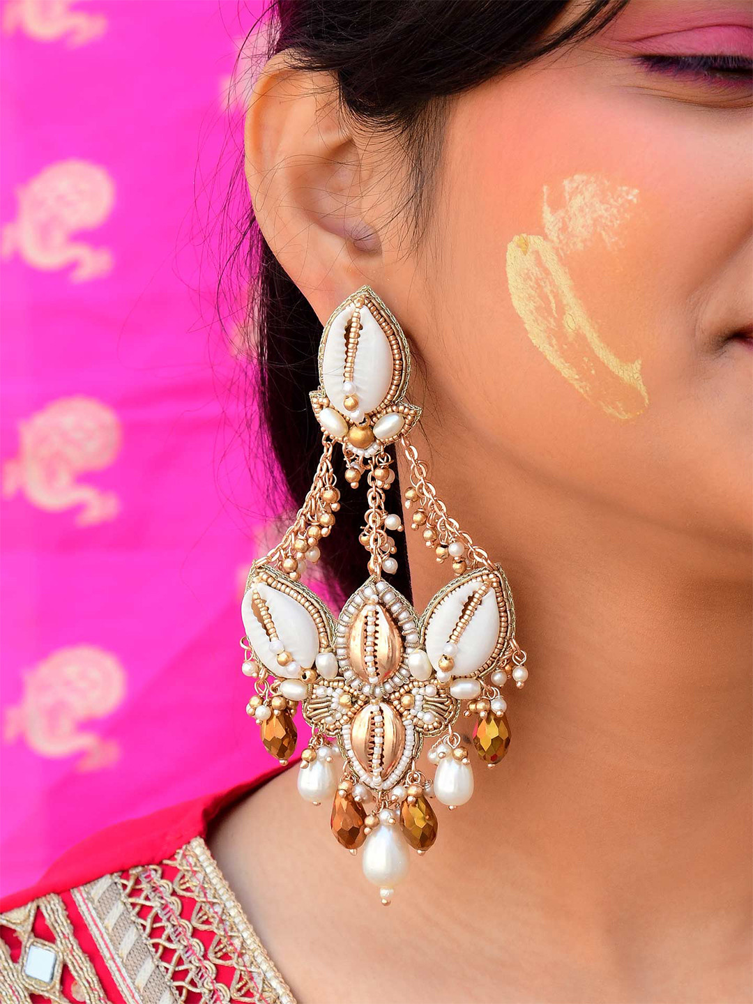 

EVERSTYLISH Sanjoya Beads, Shells & Glass Drop Embroidered Earrings, Multi