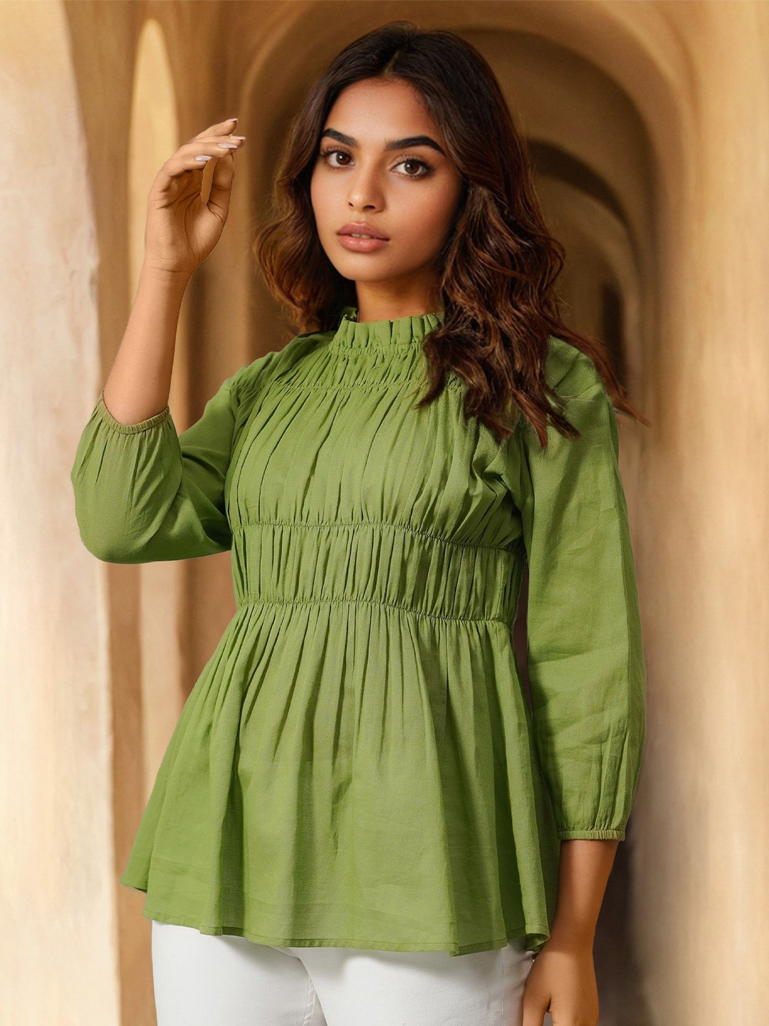 

Dora Dori Peplum Top, Green
