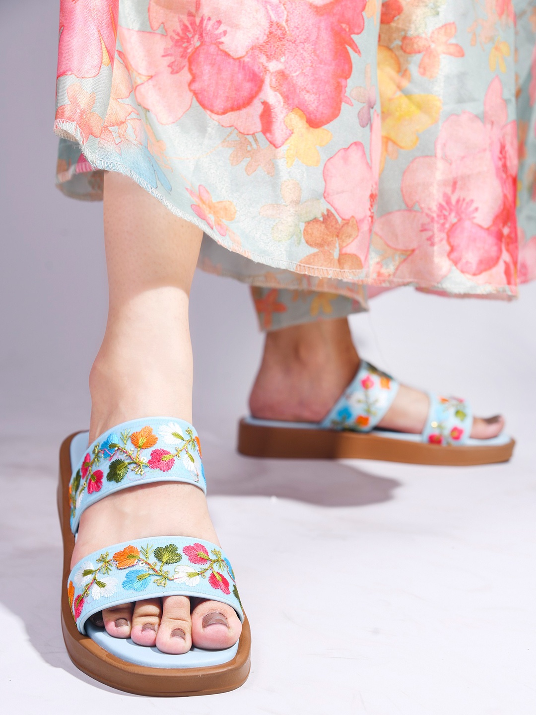 

TRYME Women Platform Sandals, Blue