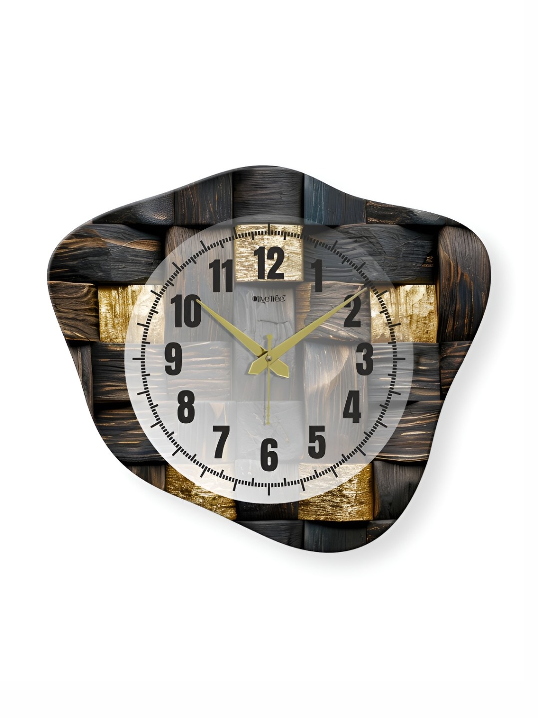 

OLIVE TREE Grey And Black Printed Analogue Wooden Abstract Shaped Contemporary Wall Clock