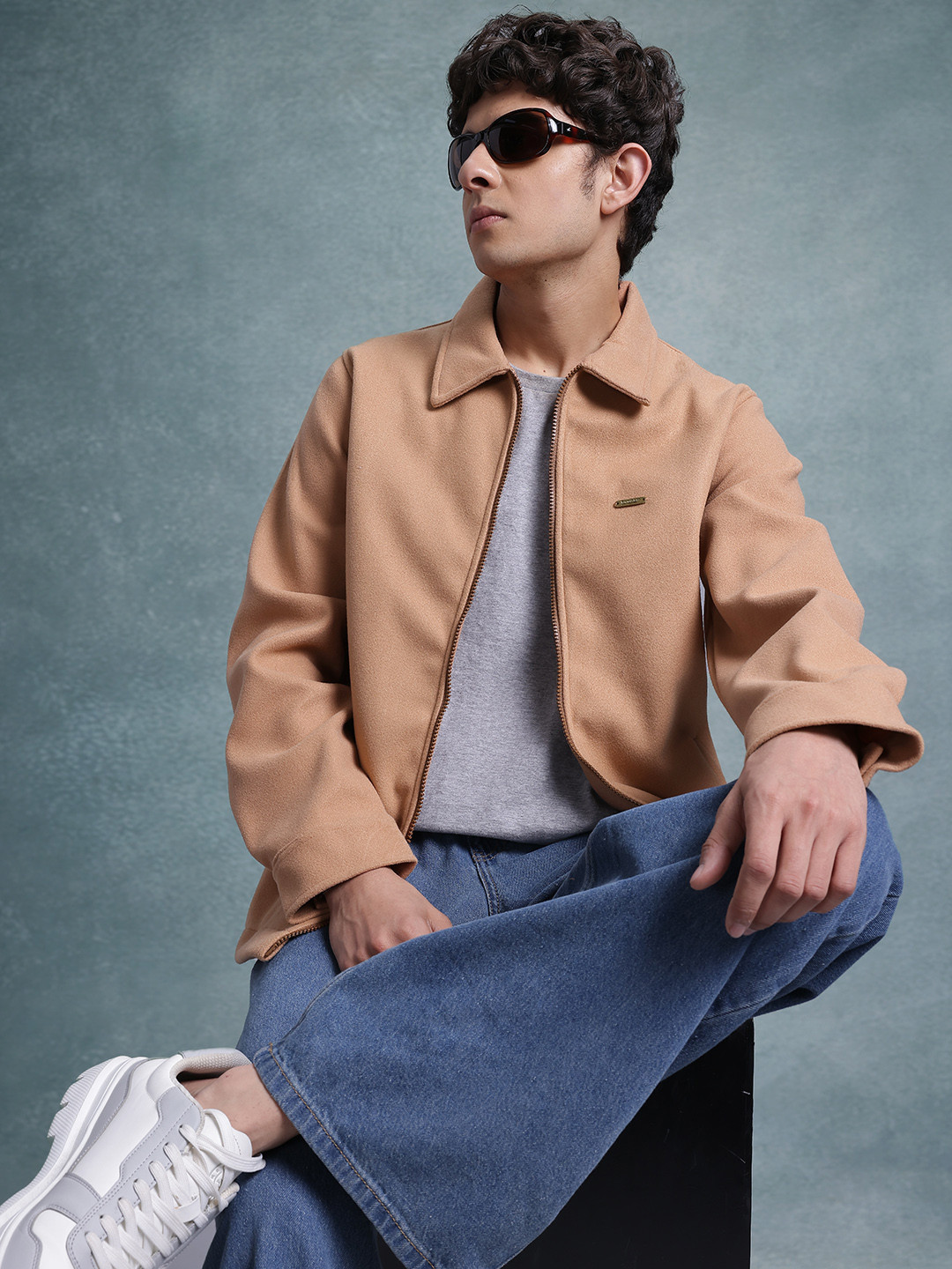 

The Roadster Lifestyle Co. Fleece Lightweight Open Front Jacket, Beige