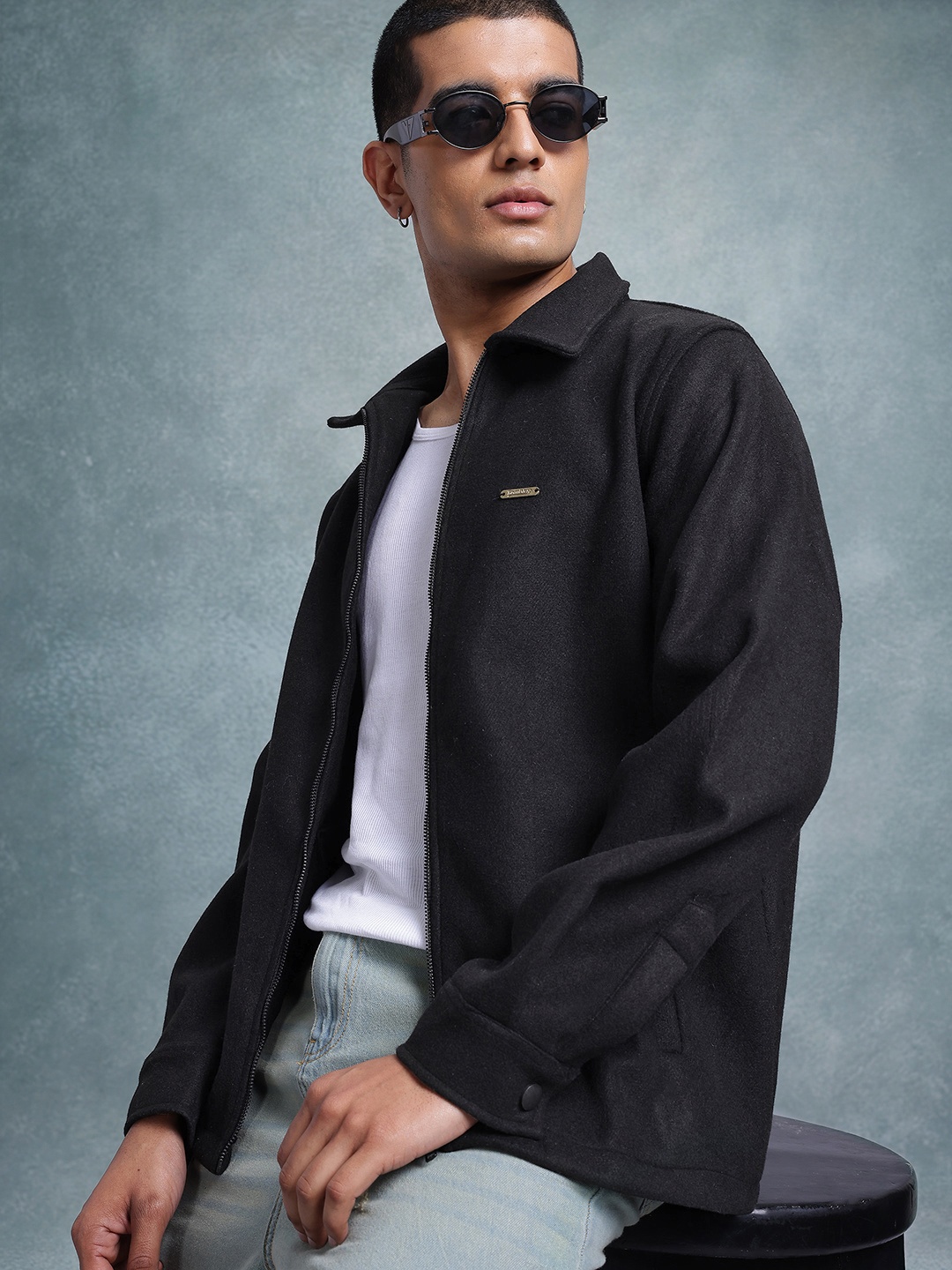 

The Roadster Lifestyle Co. Fleece Lightweight Open Front Jacket, Black