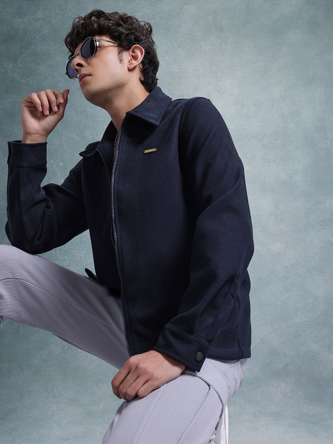 

The Roadster Lifestyle Co. Fleece Lightweight Open Front Jacket, Navy blue