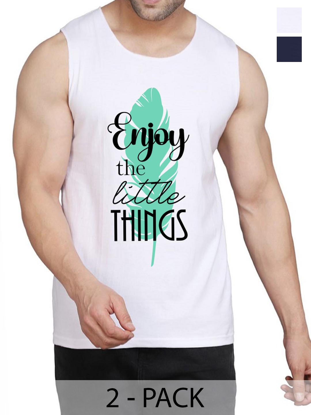

WOOSTRO Pack Of 2 Printed Cotton Innerwear Vests RS26 (ENJOY WHITE)(98 NAVY)
