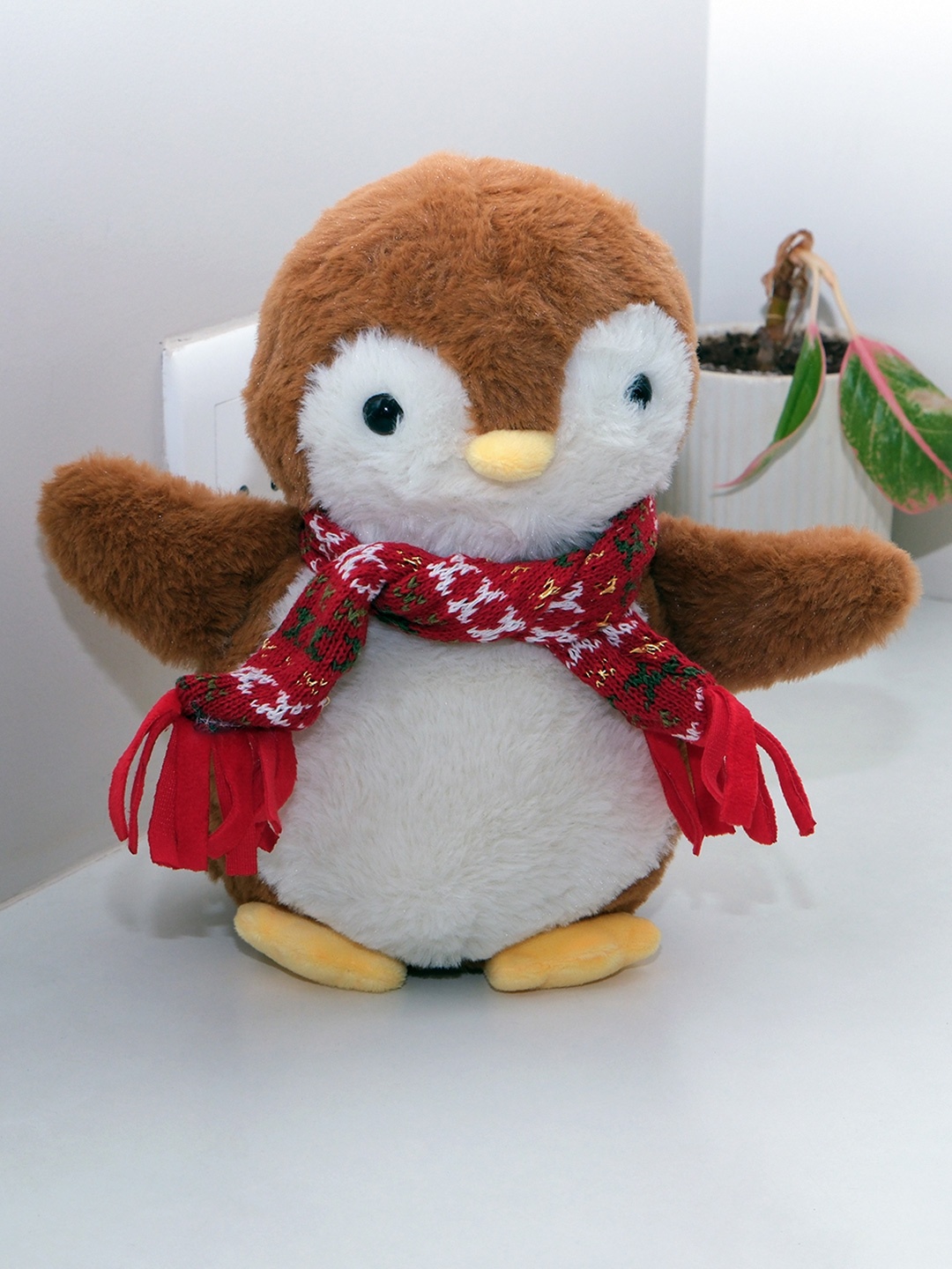 

DukieKooky Polyfill Scarfy Penguin Soft Toys and Dolls, Brown