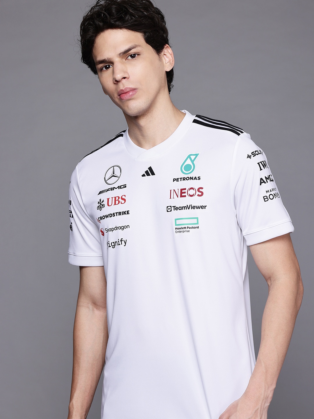 

ADIDAS Typography Printed Mercedes AMG Petronas T-shirt, White