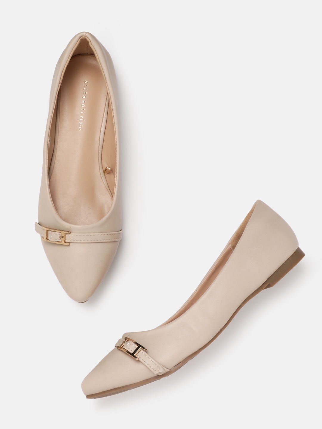 

Allen Solly Pointed Toe Ballerinas With Buckle Detail, Beige
