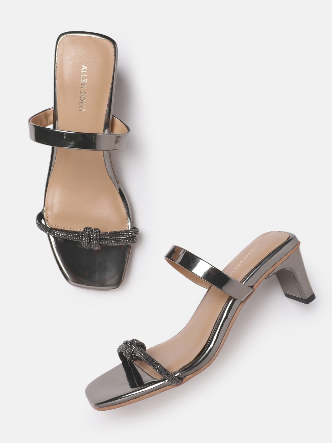 

Allen Solly Embellished Block Heels, Grey
