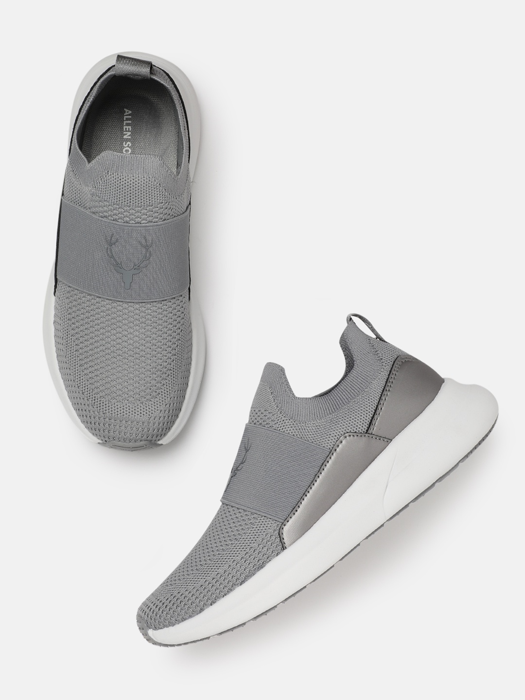 

Allen Solly Women Woven Design Slip-On Sneakers, Grey