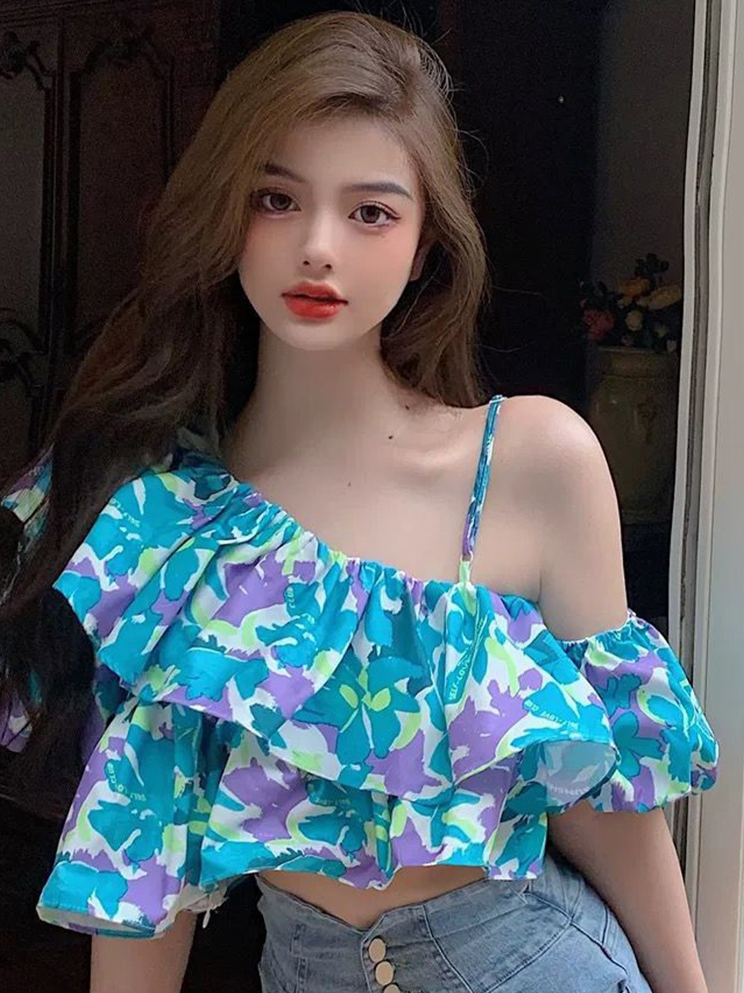 

MADE FOR HER LABEL Print Top, Blue