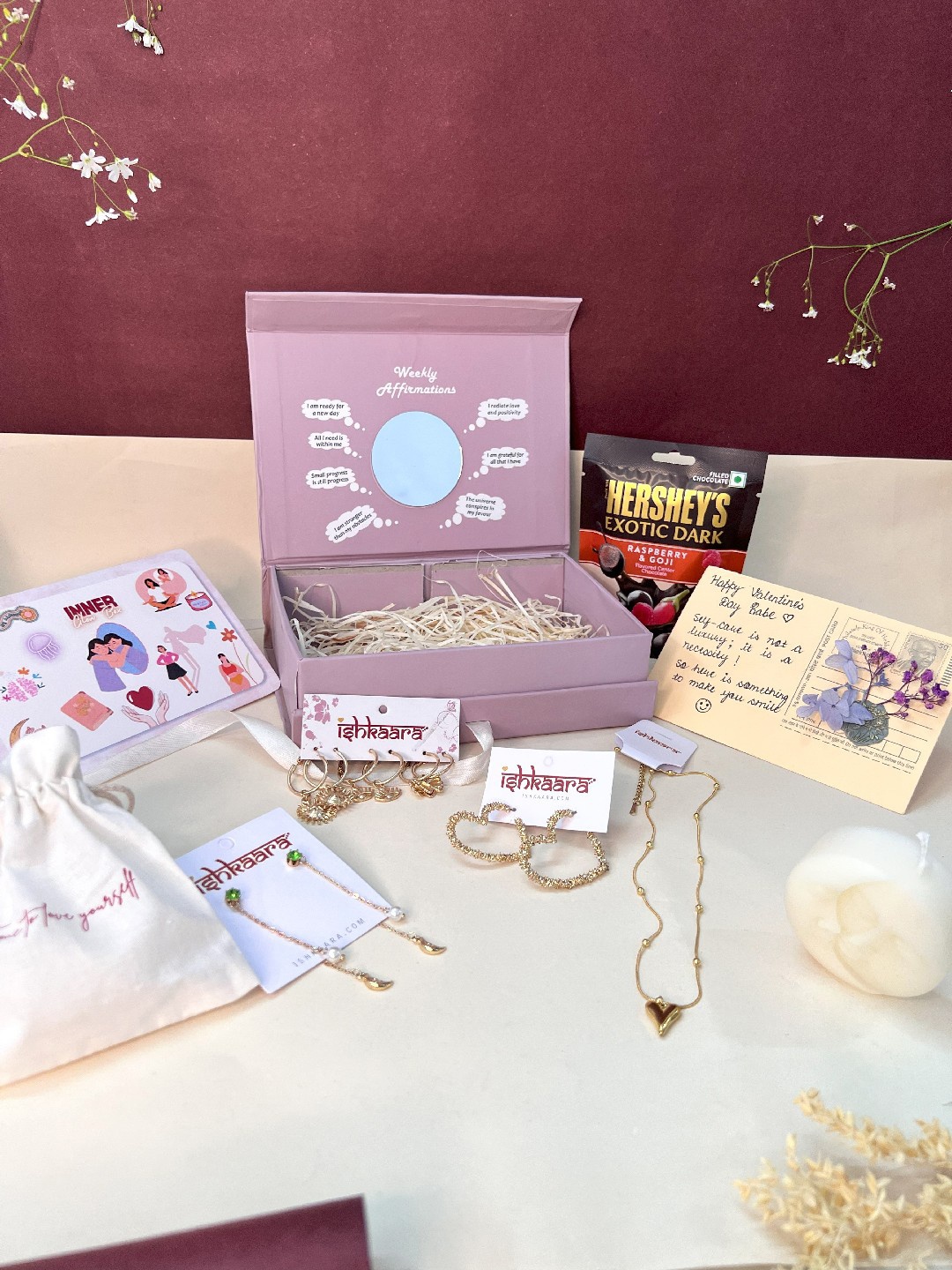 

ISHKAARA Heart, Moon And Evil Eye Gifting Valentine Hamper For Her, Gold