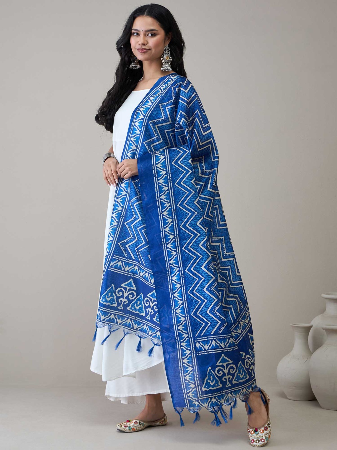 

InWeave Women Regular Kurta with Palazzos & With Dupatta, White