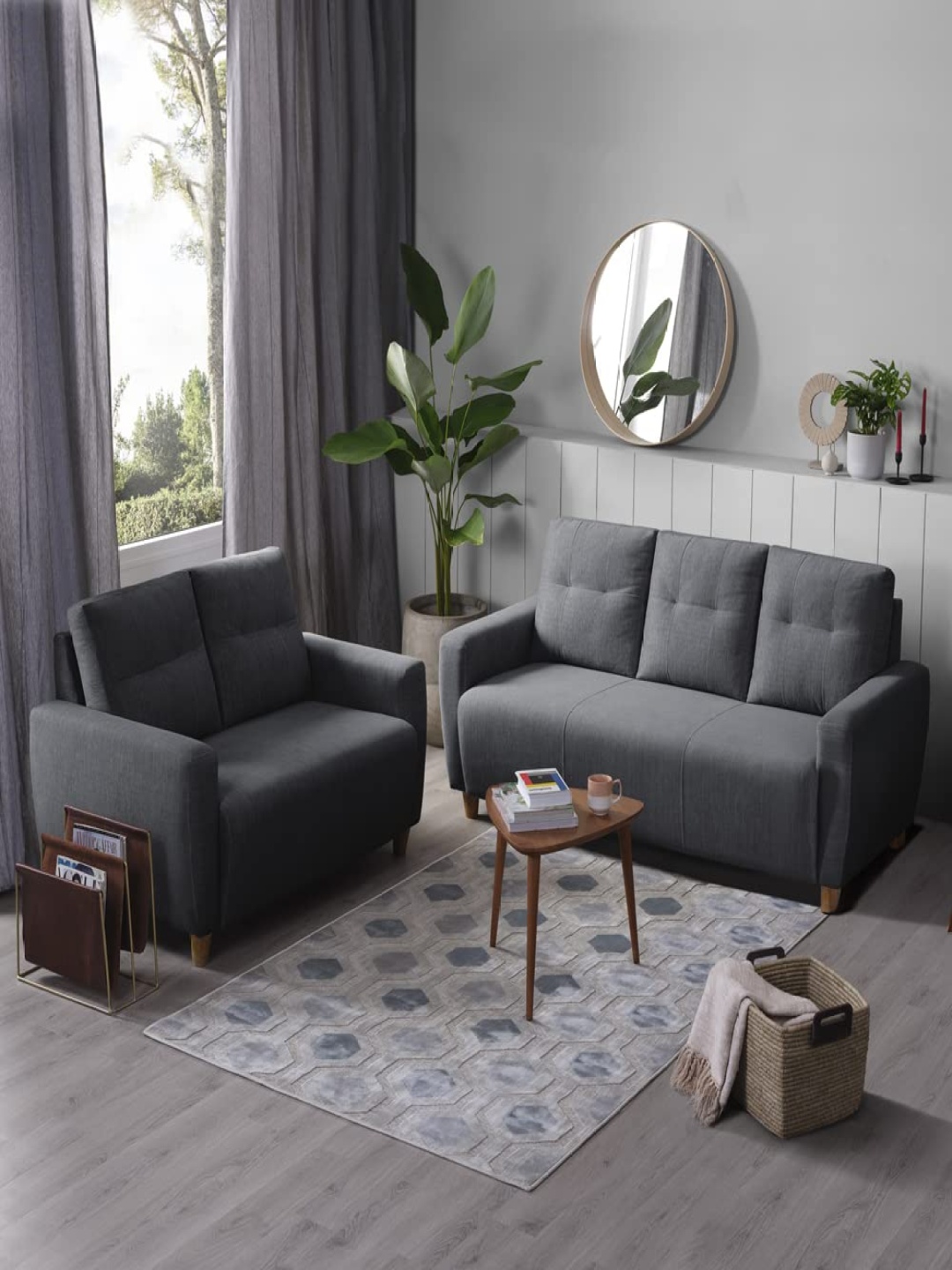 

Sleepyhead Yolo 5 Seater Sofa Set 5 To 6 Person Sofa Fabric Sesame Grey