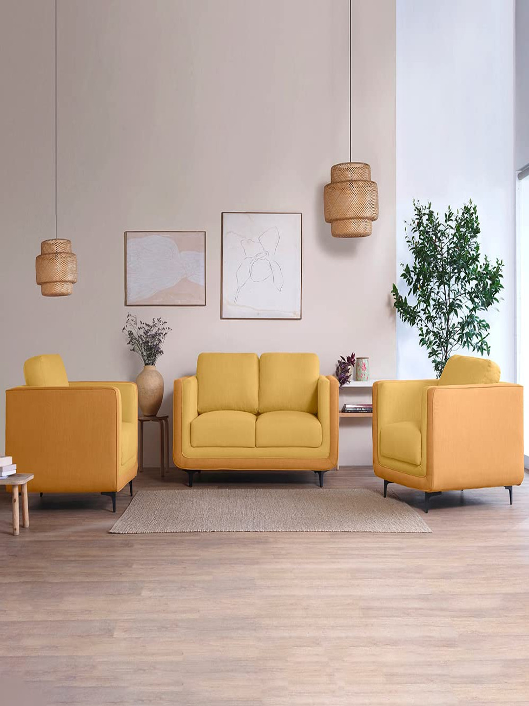 

Sleepyhead Mojo 4 Seater Dual Tone Luxury Sofa Set Fabric Trippy Yellow