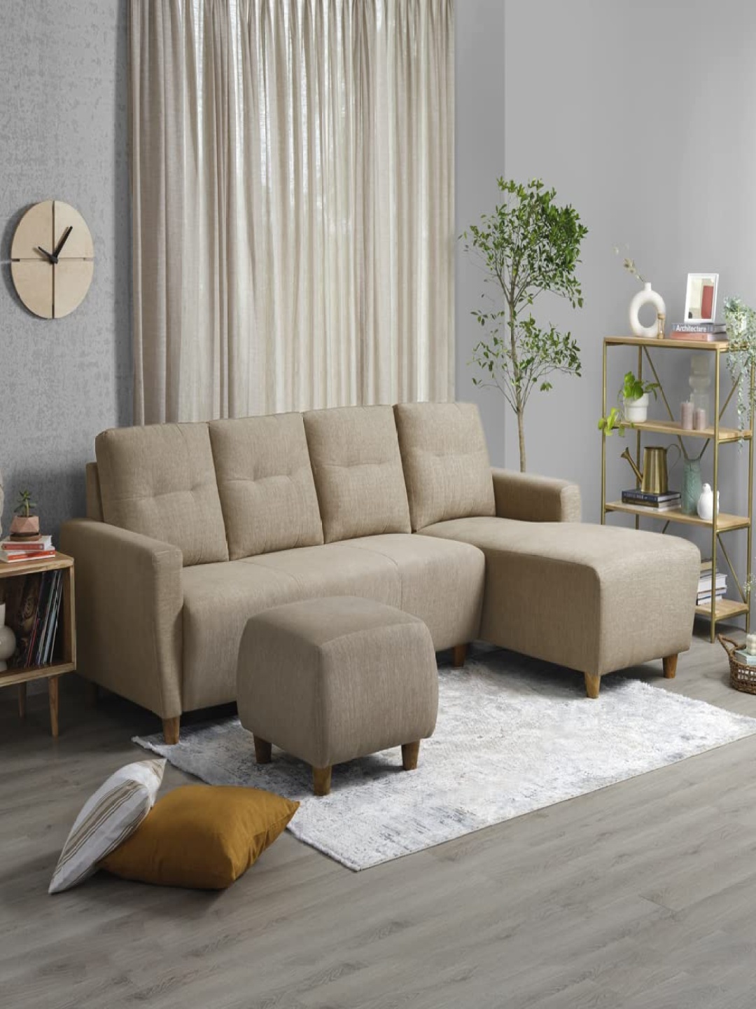 

Sleepyhead Yolo 5 To 6 Person Sofa Rhs L Shape Sofa Set Ottoman Fabric Coco Brown