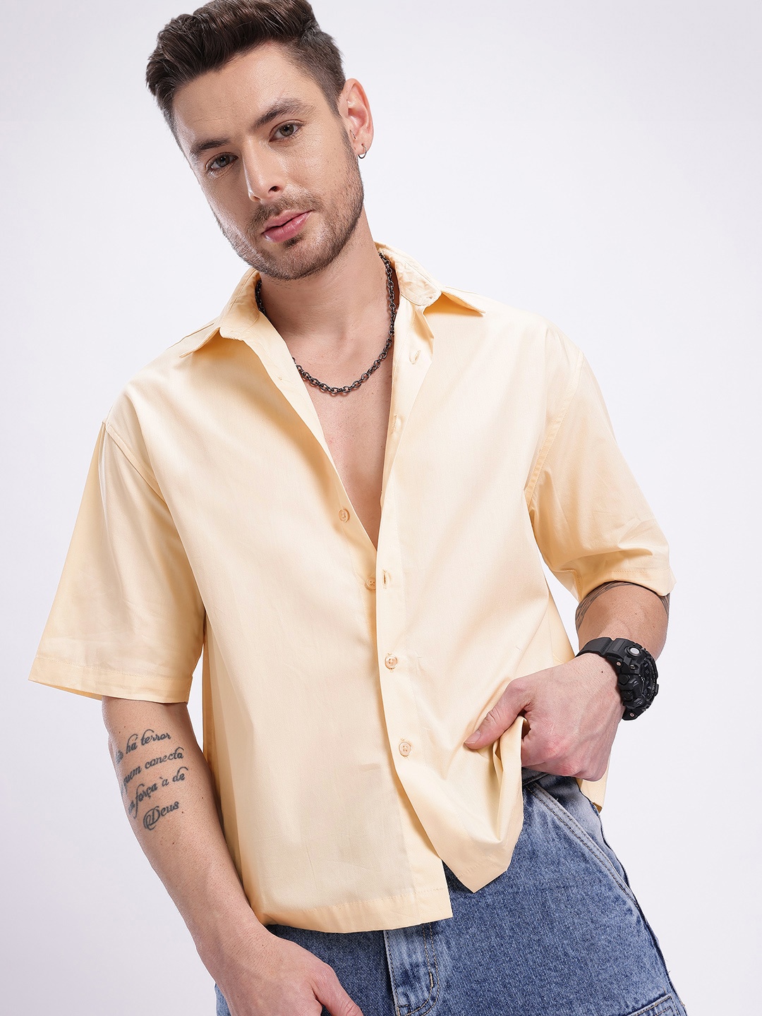 

glitchez Off-Duty Prints Oversized Shirt, Yellow