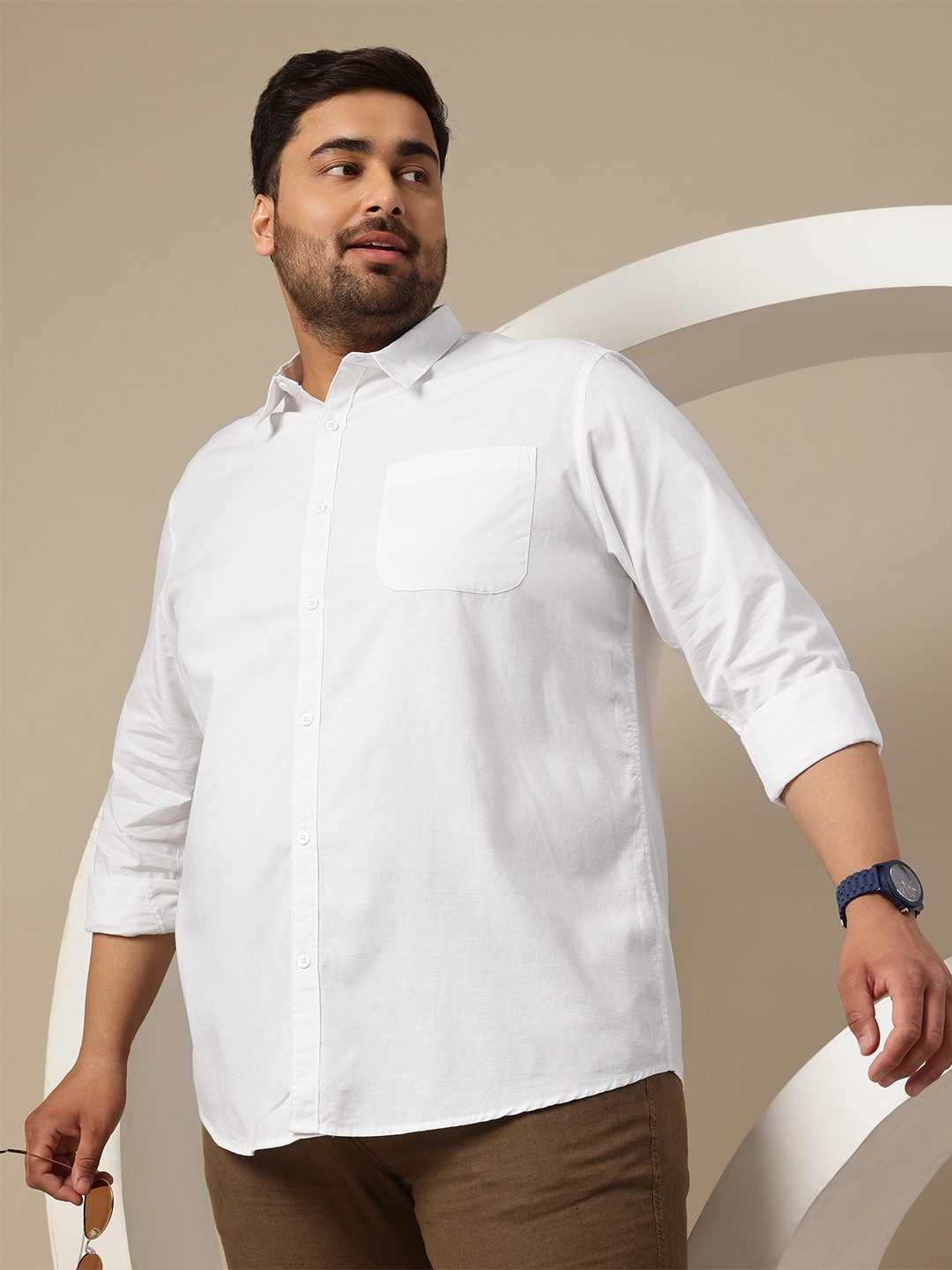 

Sztori Men Plus Size Premium Pure Cotton Casual Shirt, White