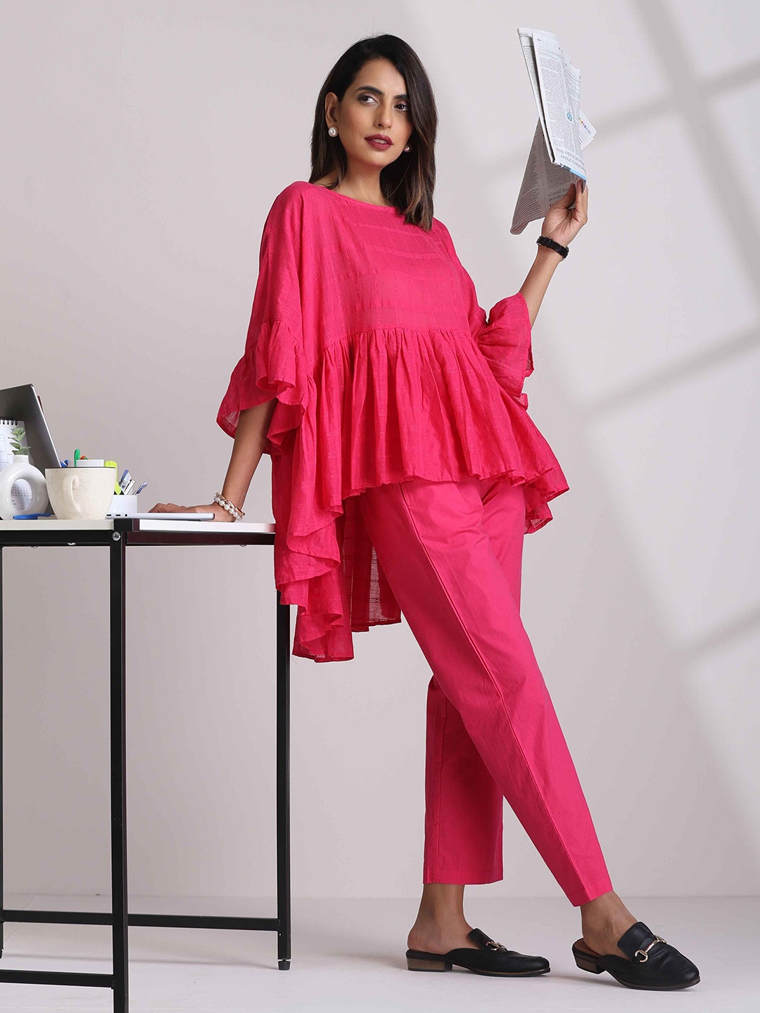 

trueBrowns Round Neck Tunic With Trousers Co-ords, Pink