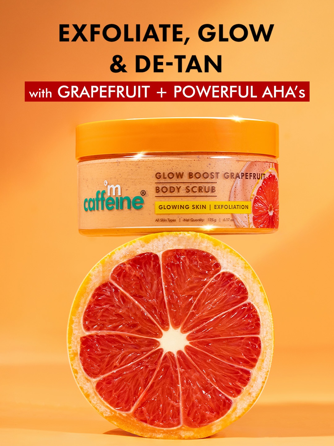 

MCaffeine Glow Boost Grapefruit Scrub- 175 g, White