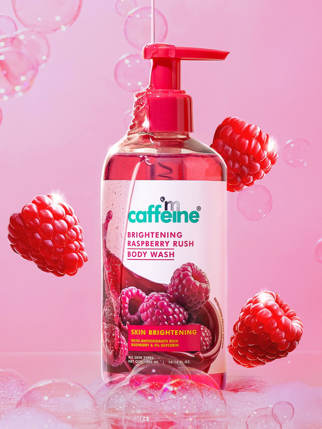 

MCaffeine Brightening Raspberry Body Wash- 300 ml, White