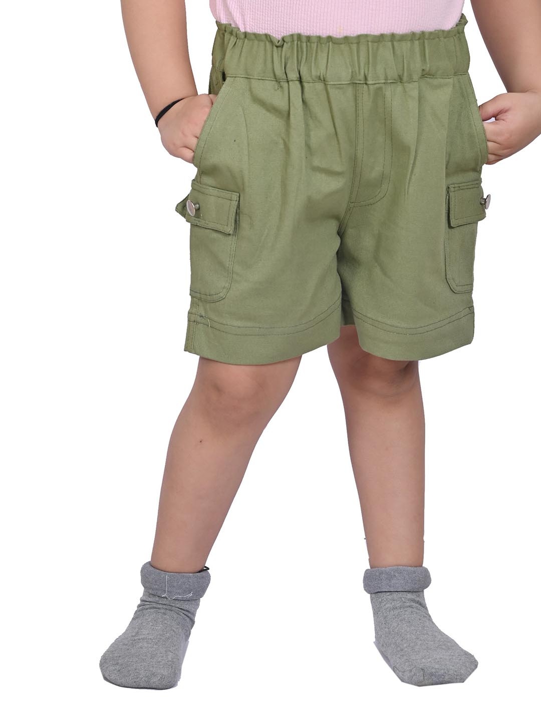 

GIANNA Kids Cotton Running Sports Shorts, Olive