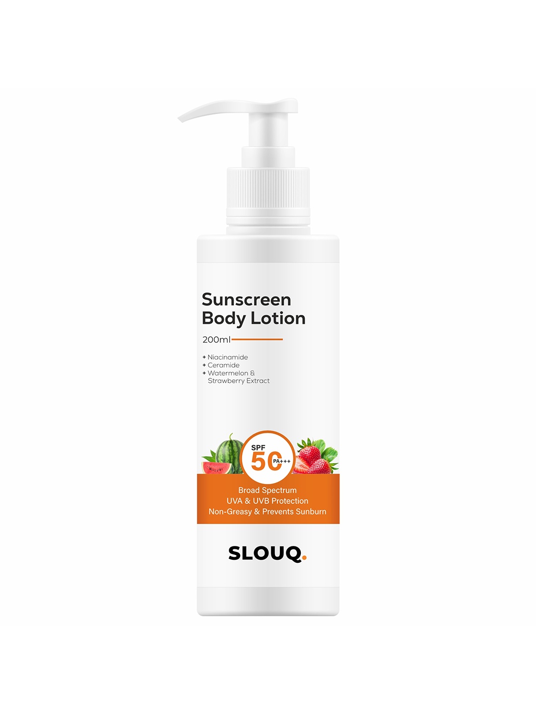 

Slouq Sunscreen Body Lotion SPF 50 With Niacinamide & Ceramide - 200 ml, Transparent