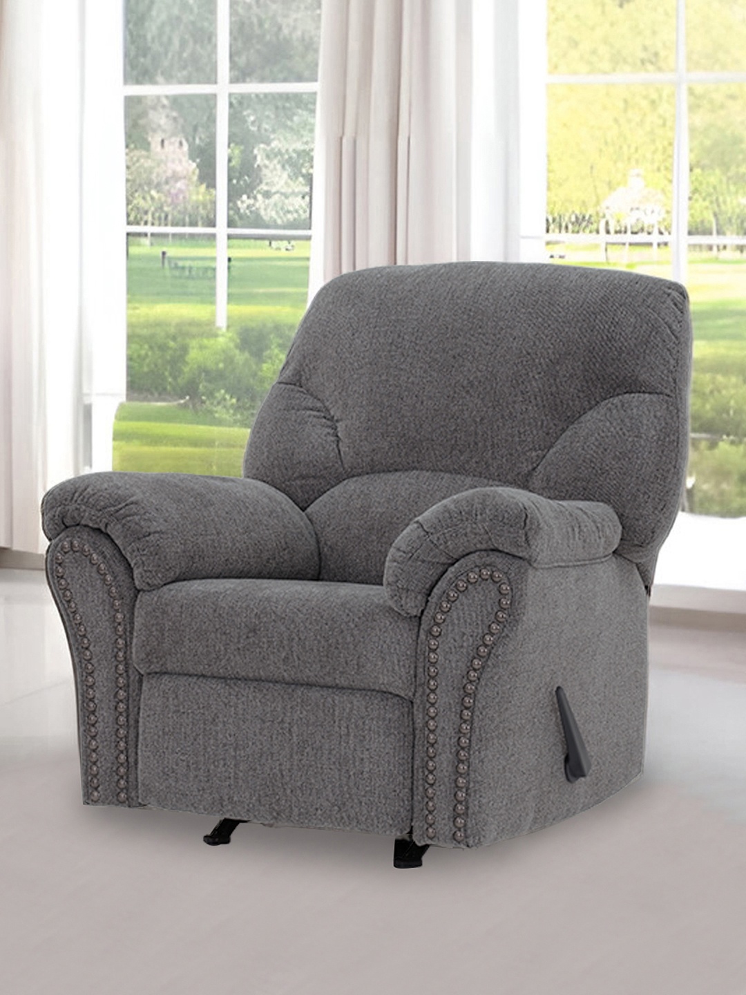 

Royaloak Boston American Grey & Black Single Seater Recliner With Rocker