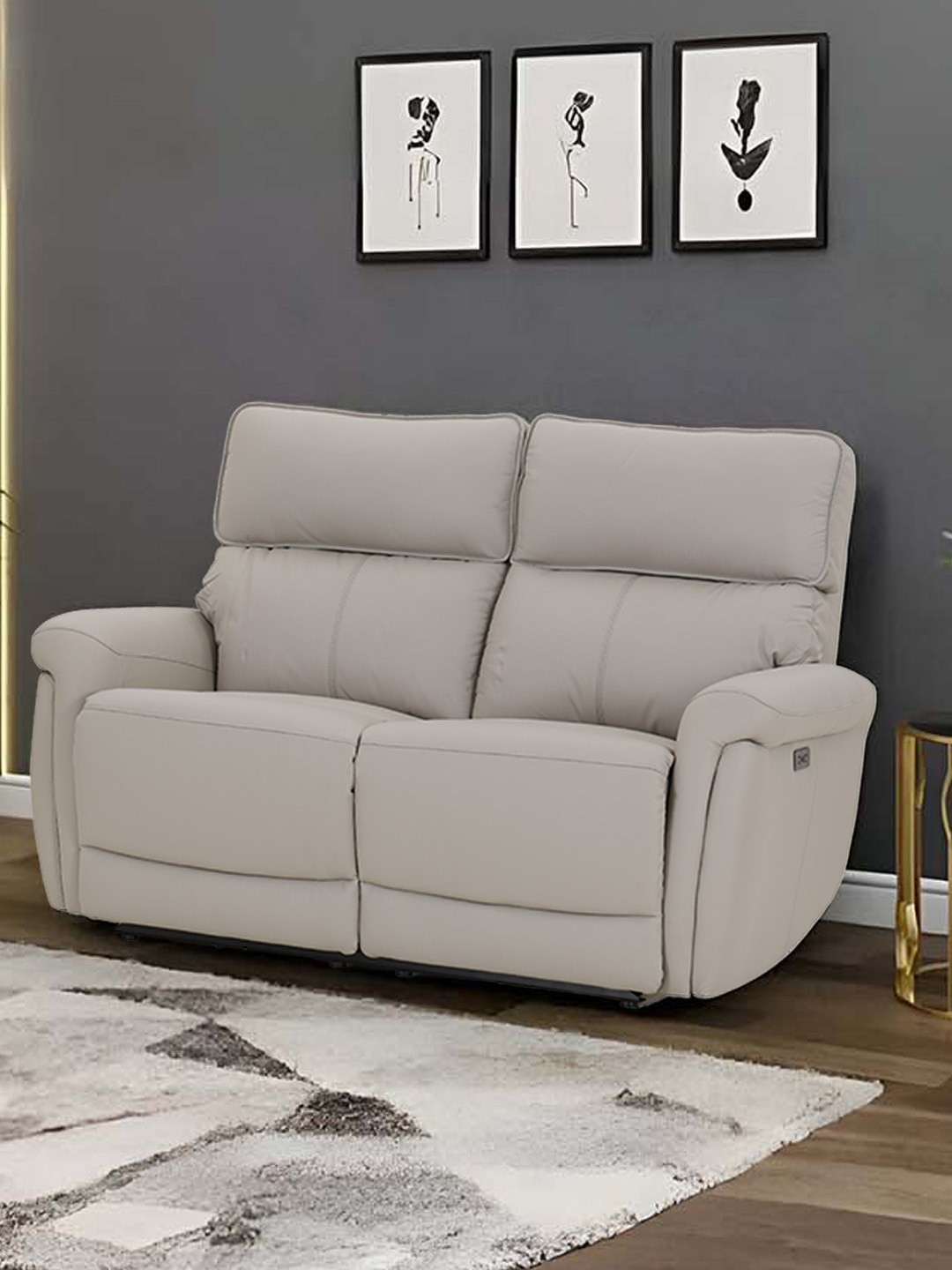 

Royaloak Italian Power Motion Half Grey Leather Recliner 2 Seater