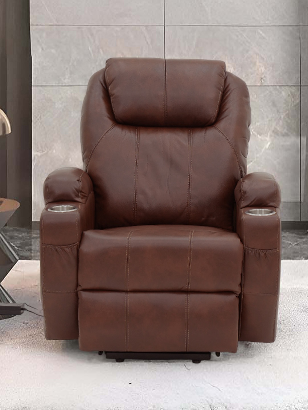 

Royaloak Brown Texas American Leatherette Powered Lift Chair Single Seater Recliner