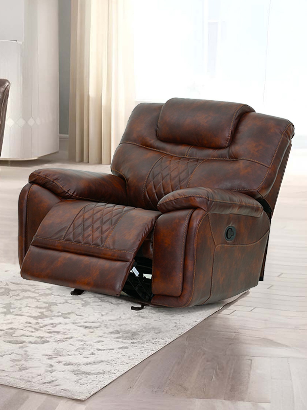 

Royaloak Texas American Brown Leatherette Manual Single Seater Recliner